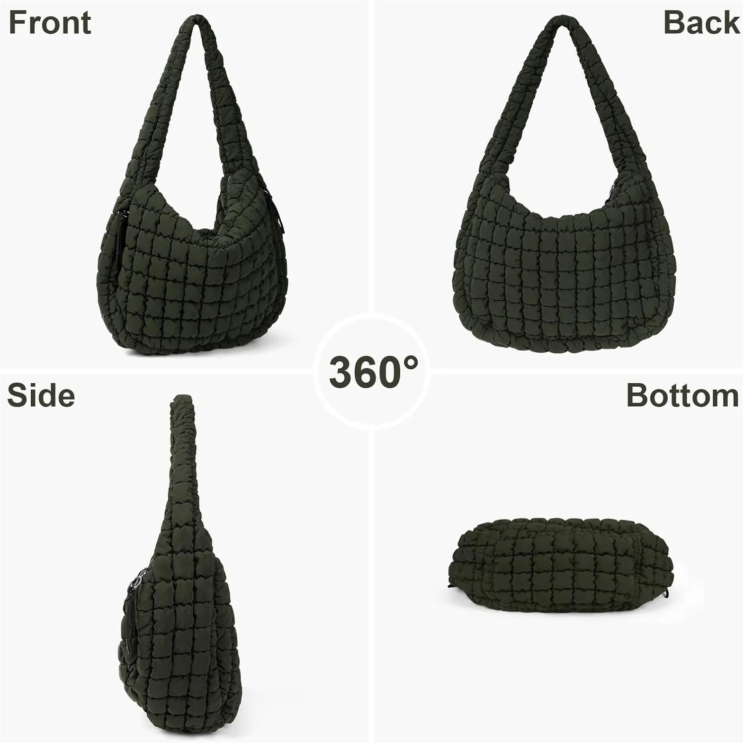 Juoxeepy Quilted Tote Bag Large Carryall Puffer Shoulder Bag Lightweight Padding Hobo Bag