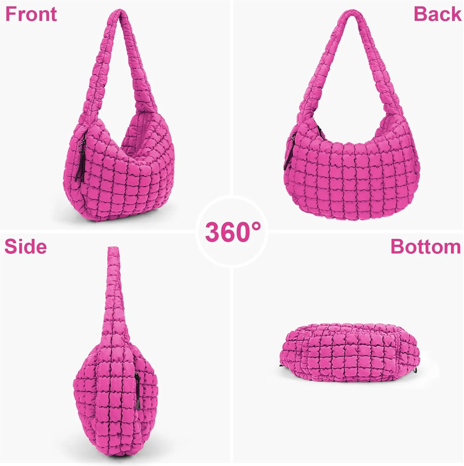 Juoxeepy Quilted Tote Bag Large Carryall Puffer Shoulder Bag Lightweight Padding Hobo Bag