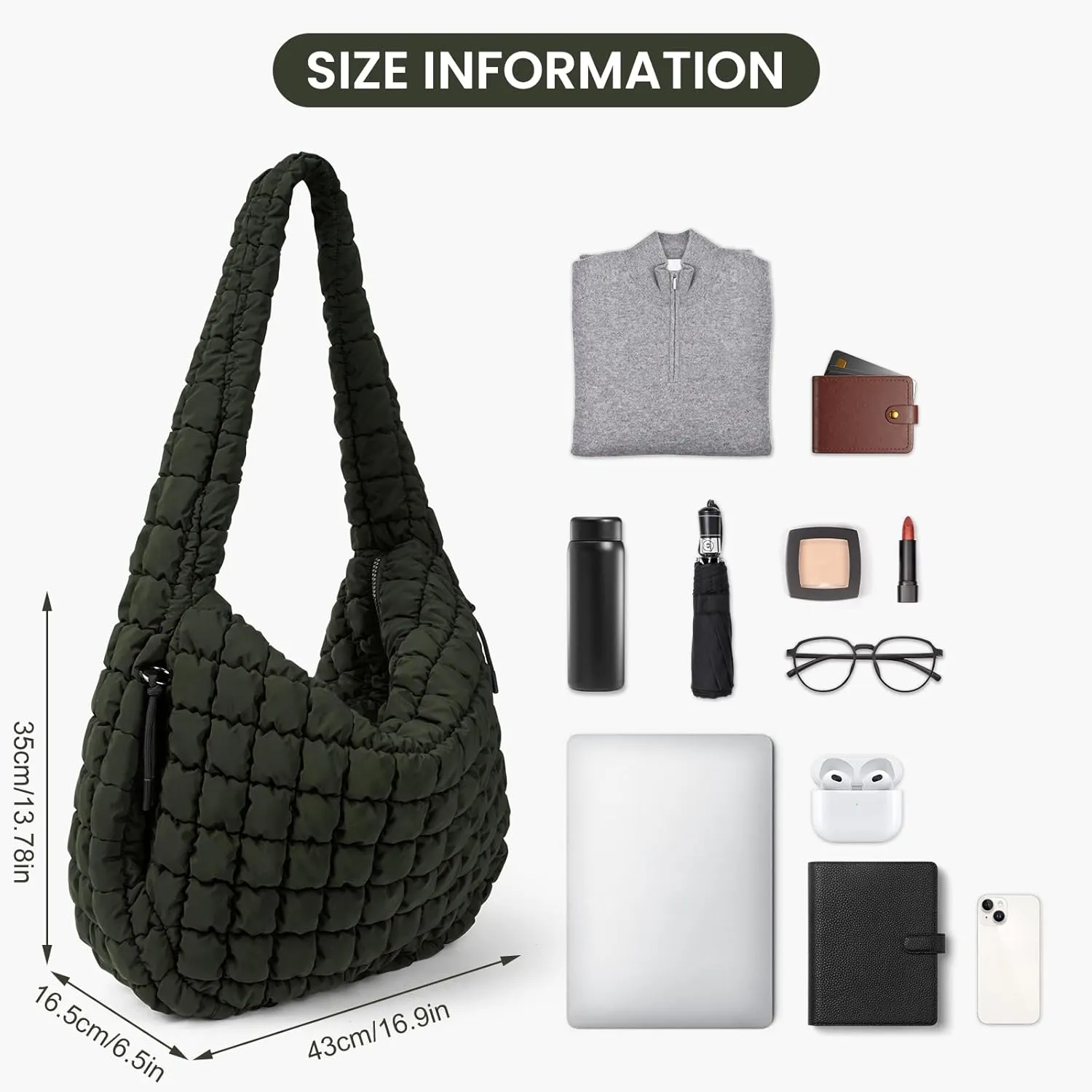 Juoxeepy Quilted Tote Bag Large Carryall Puffer Shoulder Bag Lightweight Padding Hobo Bag