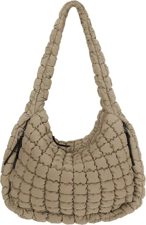 Juoxeepy Quilted Tote Bag Large Carryall Puffer Shoulder Bag Lightweight Padding Hobo Bag