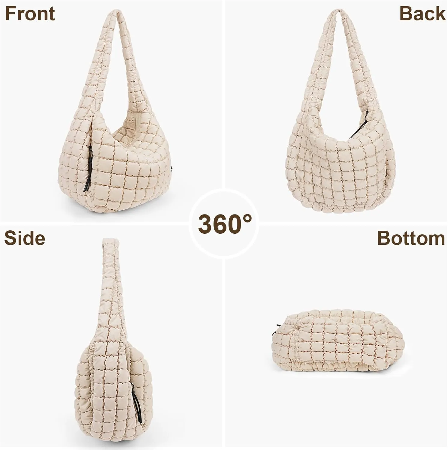 Juoxeepy Quilted Tote Bag Large Carryall Puffer Shoulder Bag Lightweight Padding Hobo Bag