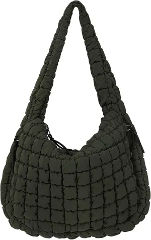 Juoxeepy Quilted Tote Bag Large Carryall Puffer Shoulder Bag Lightweight Padding Hobo Bag