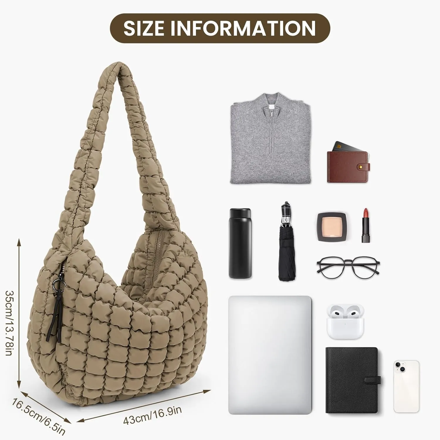 Juoxeepy Quilted Tote Bag Large Carryall Puffer Shoulder Bag Lightweight Padding Hobo Bag