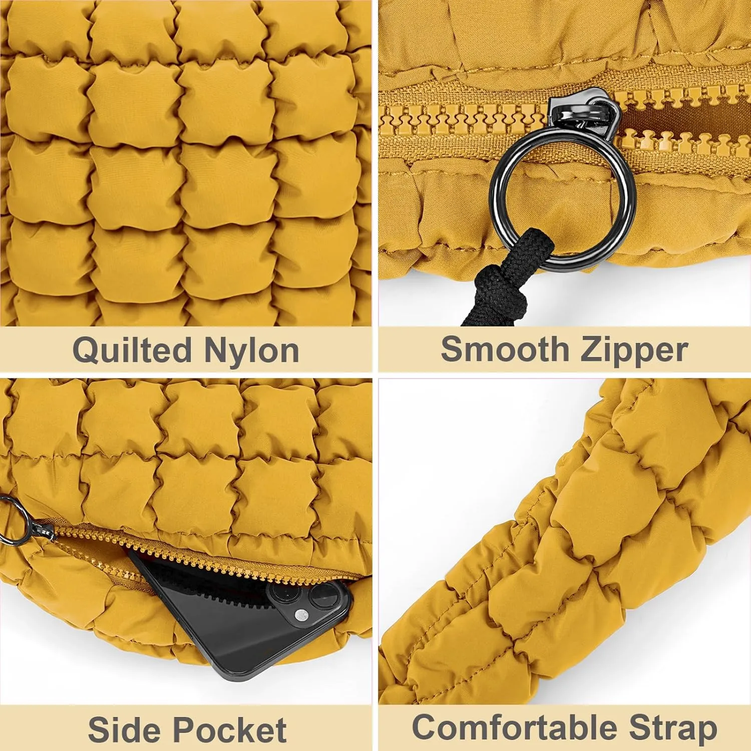 Juoxeepy Quilted Tote Bag Large Carryall Puffer Shoulder Bag Lightweight Padding Hobo Bag