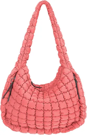 Juoxeepy Quilted Tote Bag Large Carryall Puffer Shoulder Bag Lightweight Padding Hobo Bag