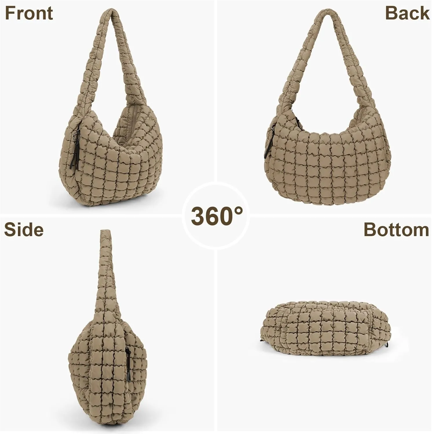 Juoxeepy Quilted Tote Bag Large Carryall Puffer Shoulder Bag Lightweight Padding Hobo Bag