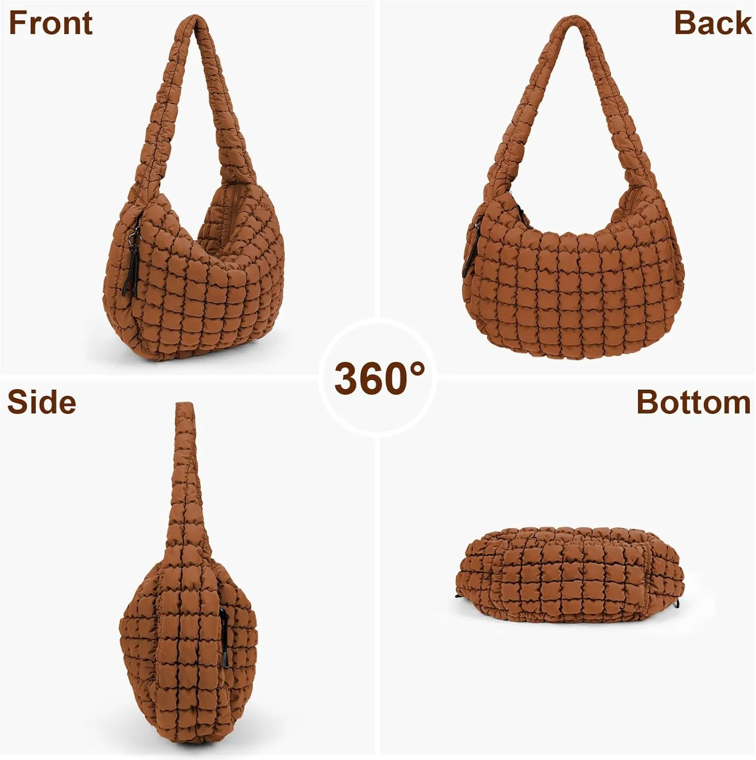 Juoxeepy Quilted Tote Bag Large Carryall Puffer Shoulder Bag Lightweight Padding Hobo Bag