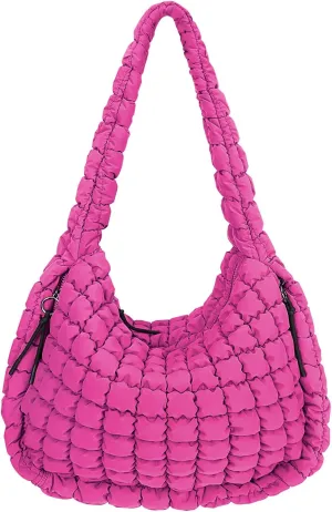 Juoxeepy Quilted Tote Bag Large Carryall Puffer Shoulder Bag Lightweight Padding Hobo Bag