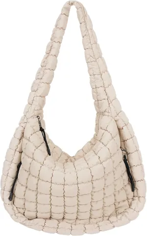 Juoxeepy Quilted Tote Bag Large Carryall Puffer Shoulder Bag Lightweight Padding Hobo Bag