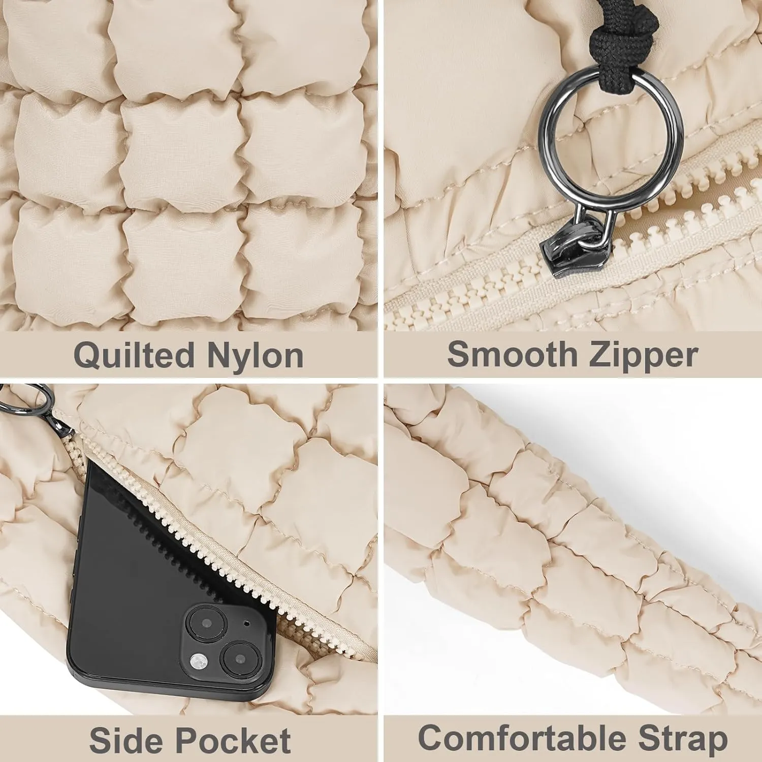 Juoxeepy Quilted Tote Bag Large Carryall Puffer Shoulder Bag Lightweight Padding Hobo Bag