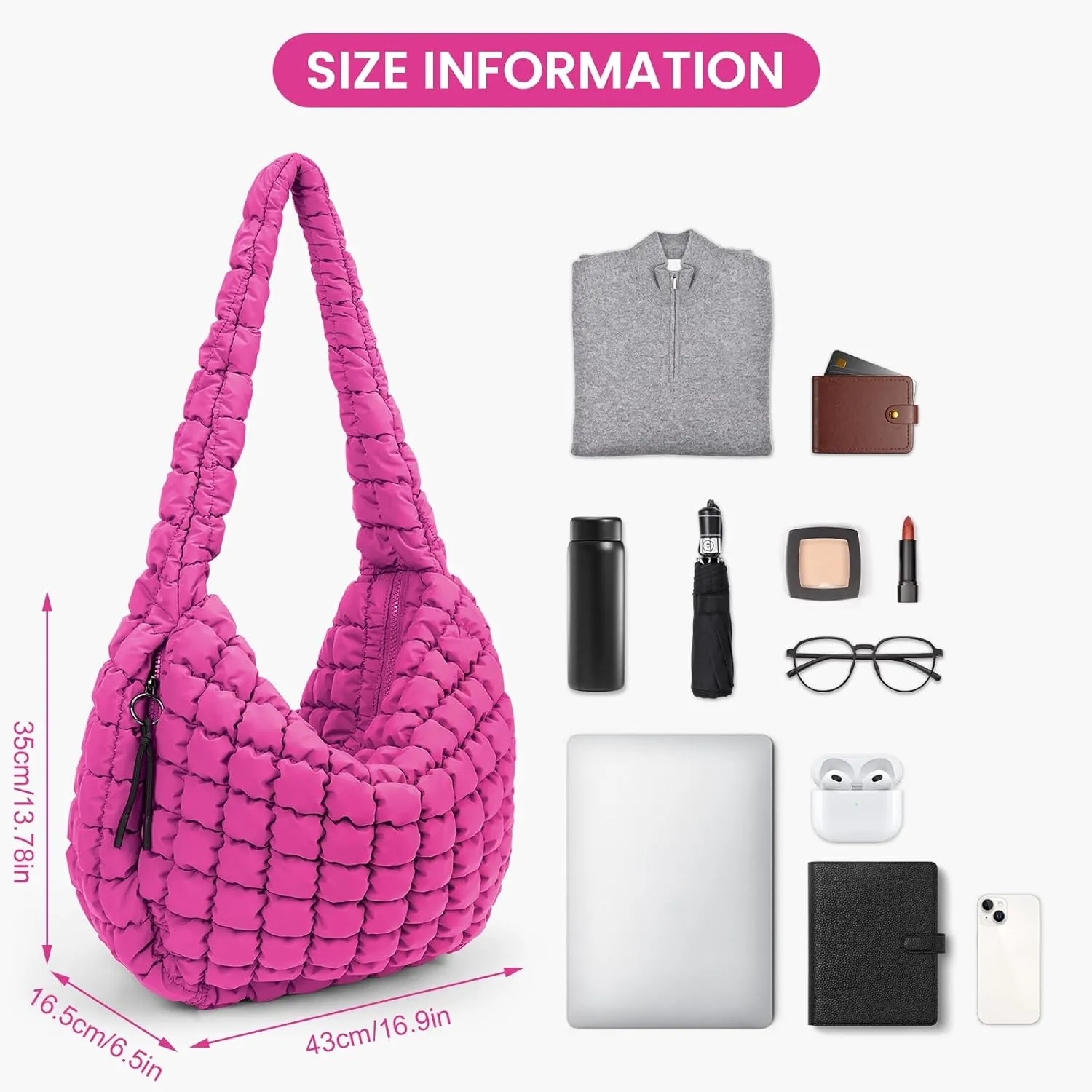 Juoxeepy Quilted Tote Bag Large Carryall Puffer Shoulder Bag Lightweight Padding Hobo Bag