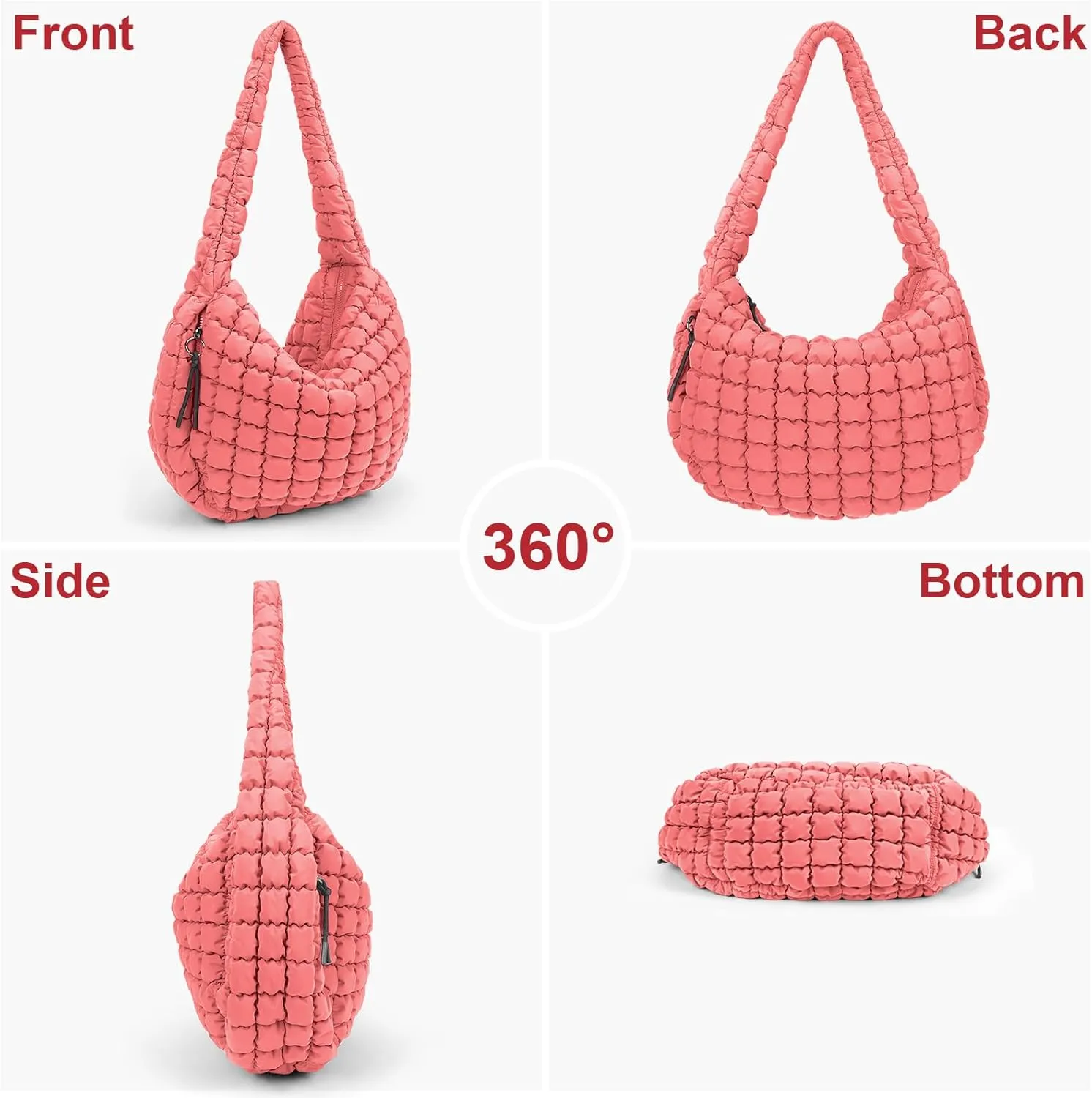 Juoxeepy Quilted Tote Bag Large Carryall Puffer Shoulder Bag Lightweight Padding Hobo Bag