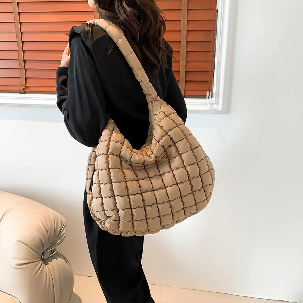 Juoxeepy Quilted Tote Crossbody Women's Puffy Hobo Bag with Padding