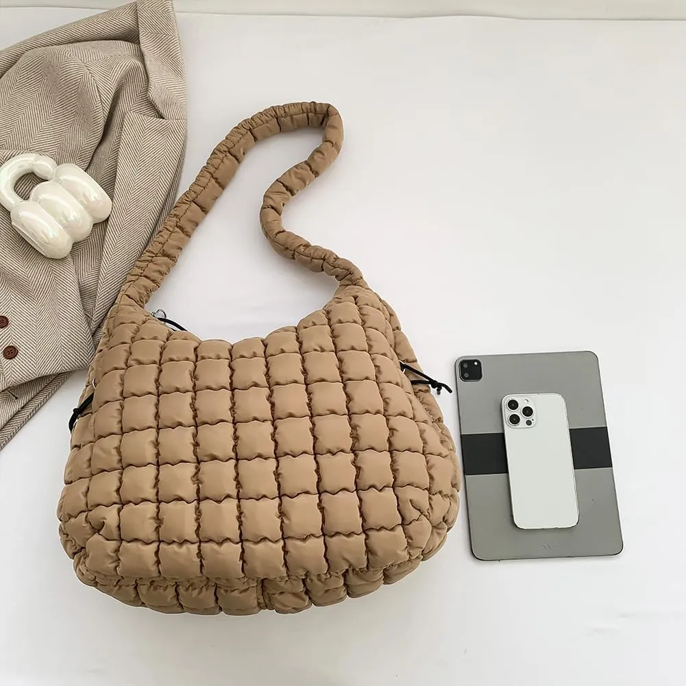 Juoxeepy Quilted Tote Crossbody Women's Puffy Hobo Bag with Padding