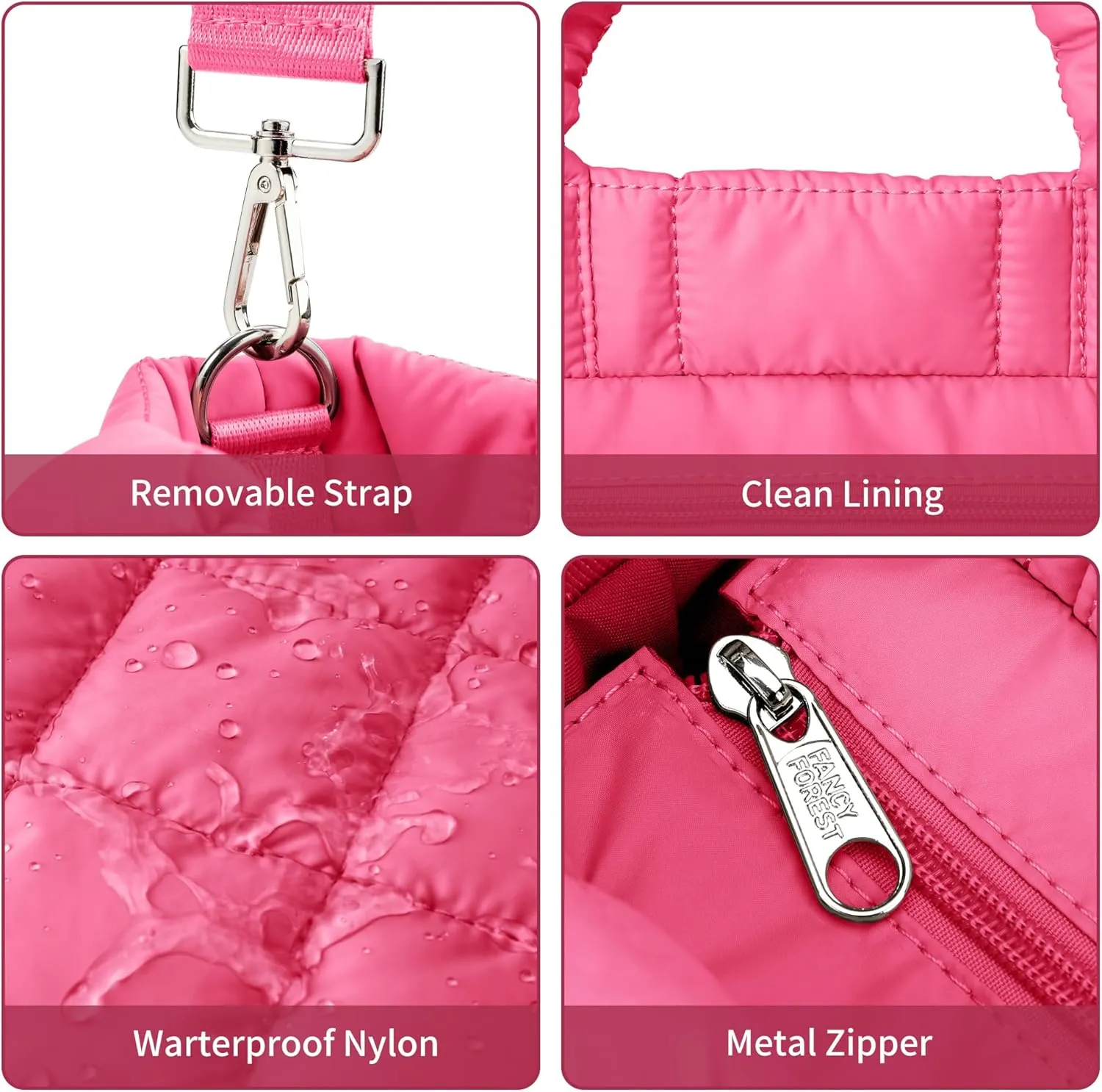 KALIDI Quilted Tote Bag Small Puffer Crossbody Bag for Women Lightweight Nylon Puffy Shoulder Handbag with Adjustable Strap