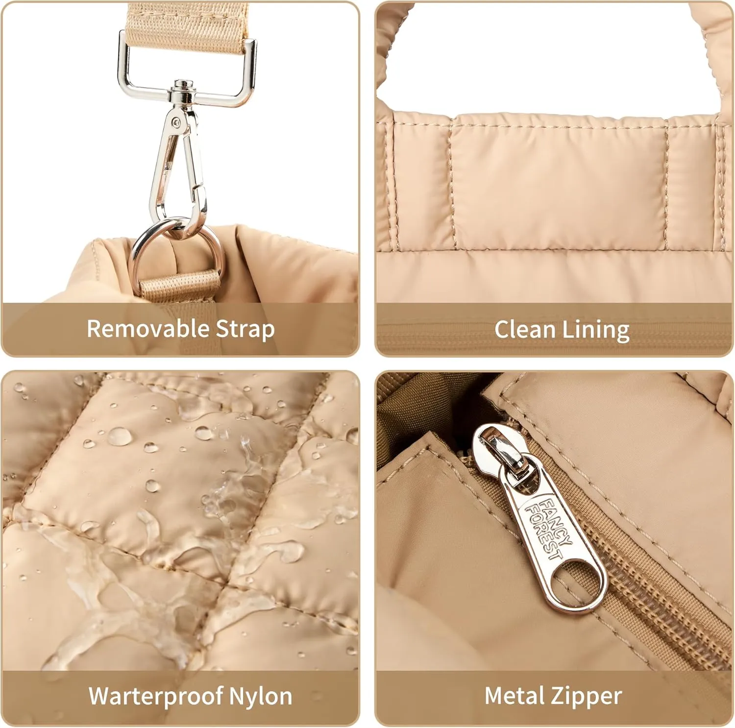 KALIDI Quilted Tote Bag Small Puffer Crossbody Bag for Women Lightweight Nylon Puffy Shoulder Handbag with Adjustable Strap