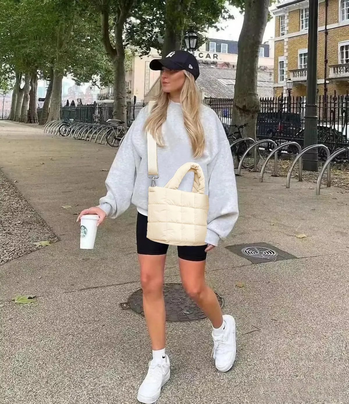 KALIDI Quilted Tote Bag Small Puffer Crossbody Bag for Women Lightweight Nylon Puffy Shoulder Handbag with Adjustable Strap