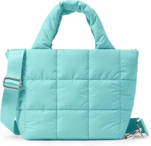 KALIDI Quilted Tote Bag Small Puffer Crossbody Bag for Women Lightweight Nylon Puffy Shoulder Handbag with Adjustable Strap
