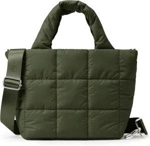 KALIDI Quilted Tote Bag Small Puffer Crossbody Bag for Women Lightweight Nylon Puffy Shoulder Handbag with Adjustable Strap