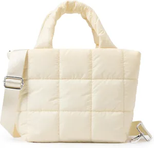 KALIDI Quilted Tote Bag Small Puffer Crossbody Bag for Women Lightweight Nylon Puffy Shoulder Handbag with Adjustable Strap