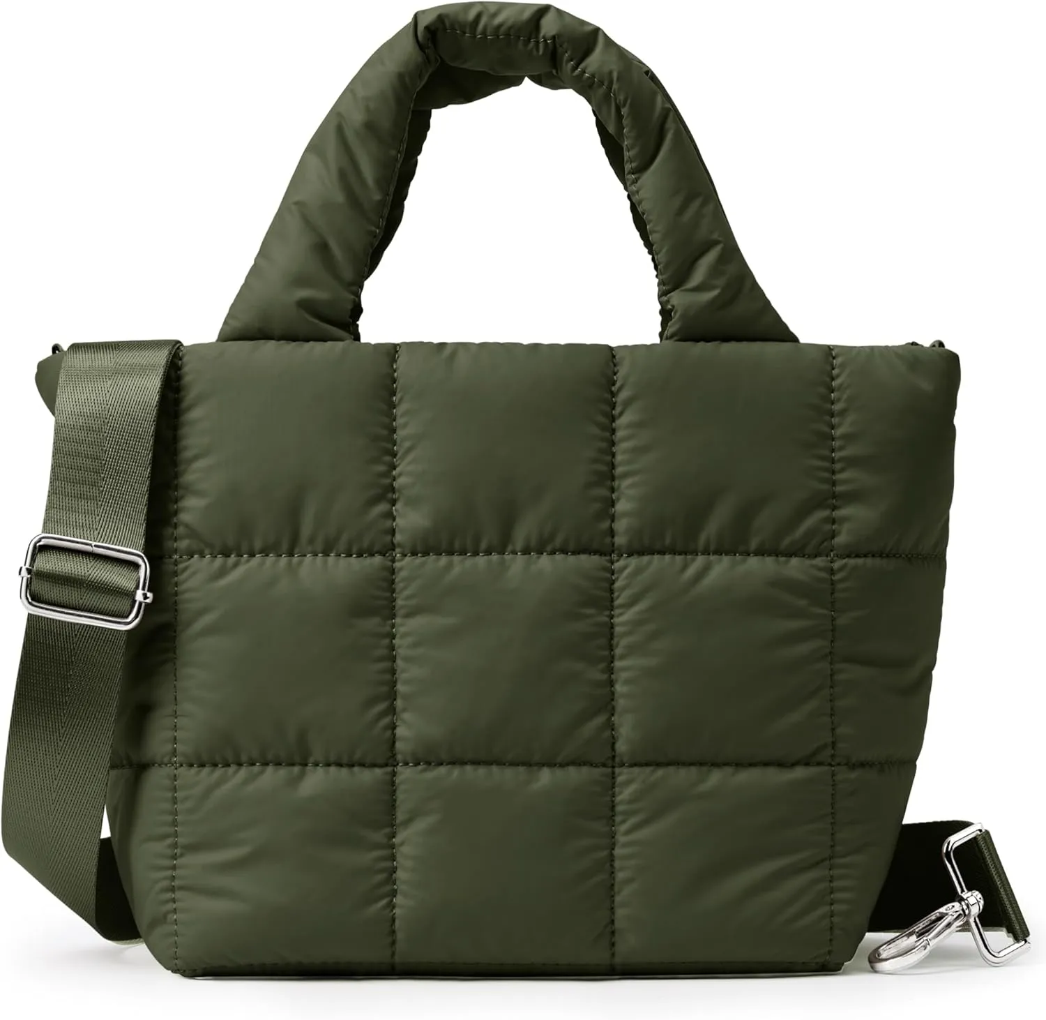 KALIDI Quilted Tote Bag Small Puffer Crossbody Bag for Women Lightweight Nylon Puffy Shoulder Handbag with Adjustable Strap