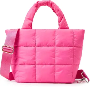 KALIDI Quilted Tote Bag Small Puffer Crossbody Bag for Women Lightweight Nylon Puffy Shoulder Handbag with Adjustable Strap