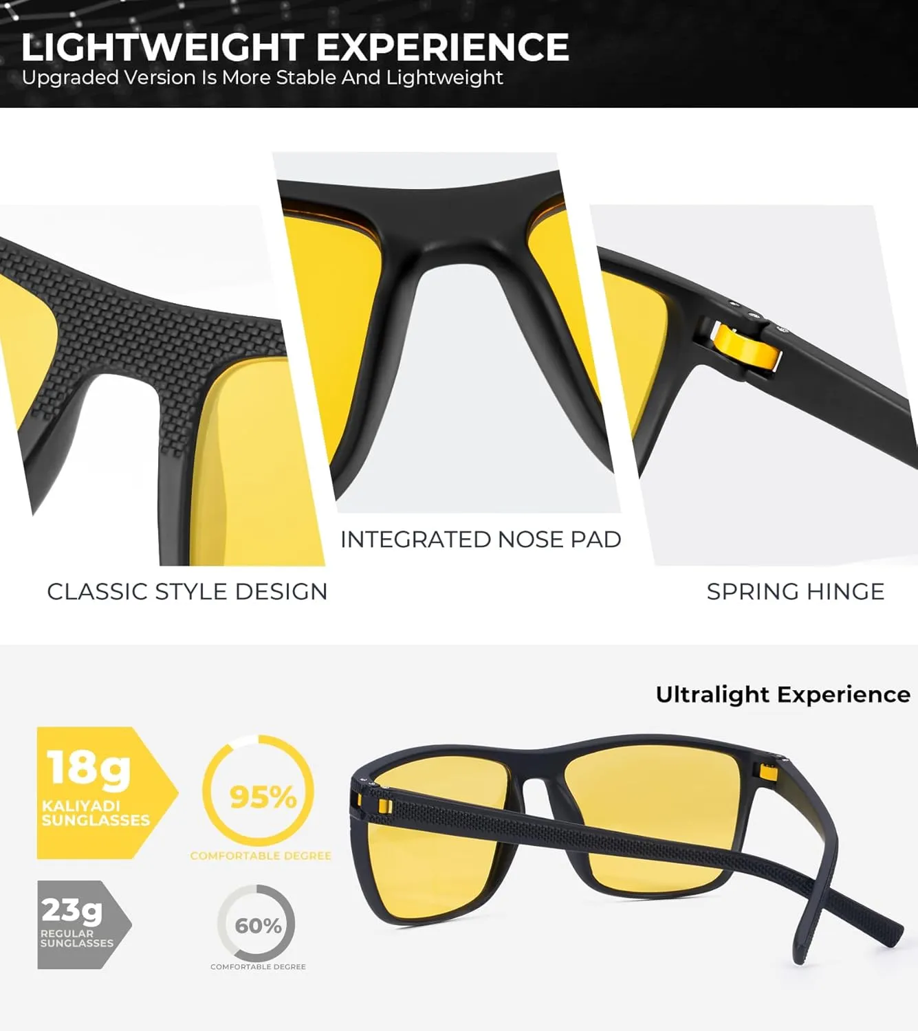 KALIYADI Polarized Sunglasses for Men, Lightweight Sun Glasses with UV Protection for Driving Fishing Golf
