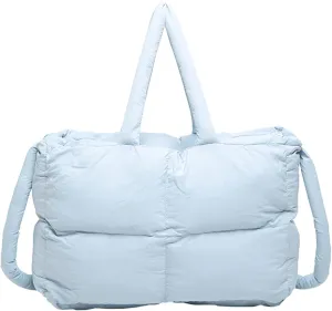 KARRESLY Puffer Shoulder Bag for Women Quilted Tote Bag Large Lightweight Padded Hobo Handbag with Zipper Puffy Purse