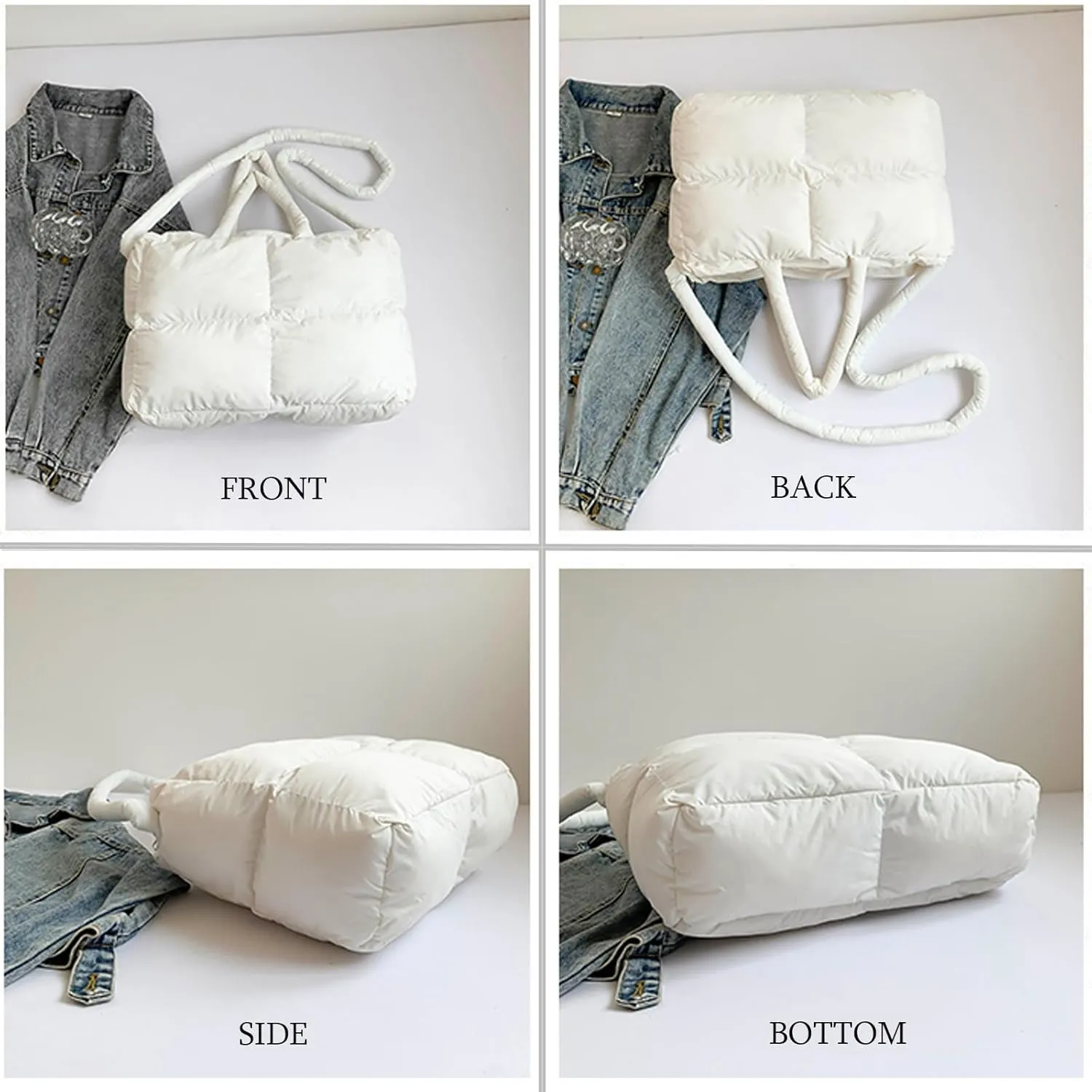 KARRESLY Puffer Shoulder Bag for Women Quilted Tote Bag Large Lightweight Padded Hobo Handbag with Zipper Puffy Purse