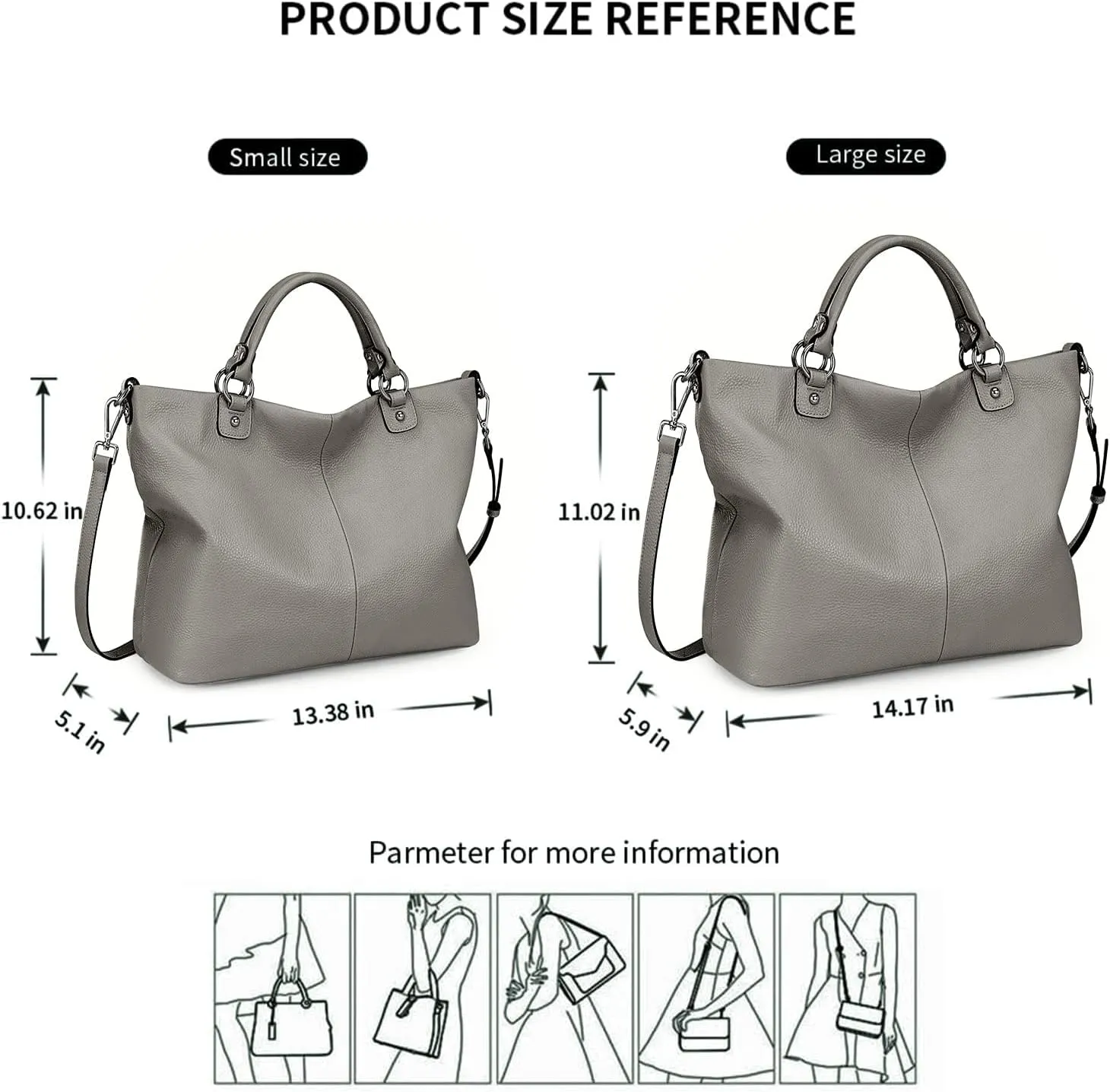 Kattee Women's Soft Leather Tote Bag, Top Satchel Purses and Handbags