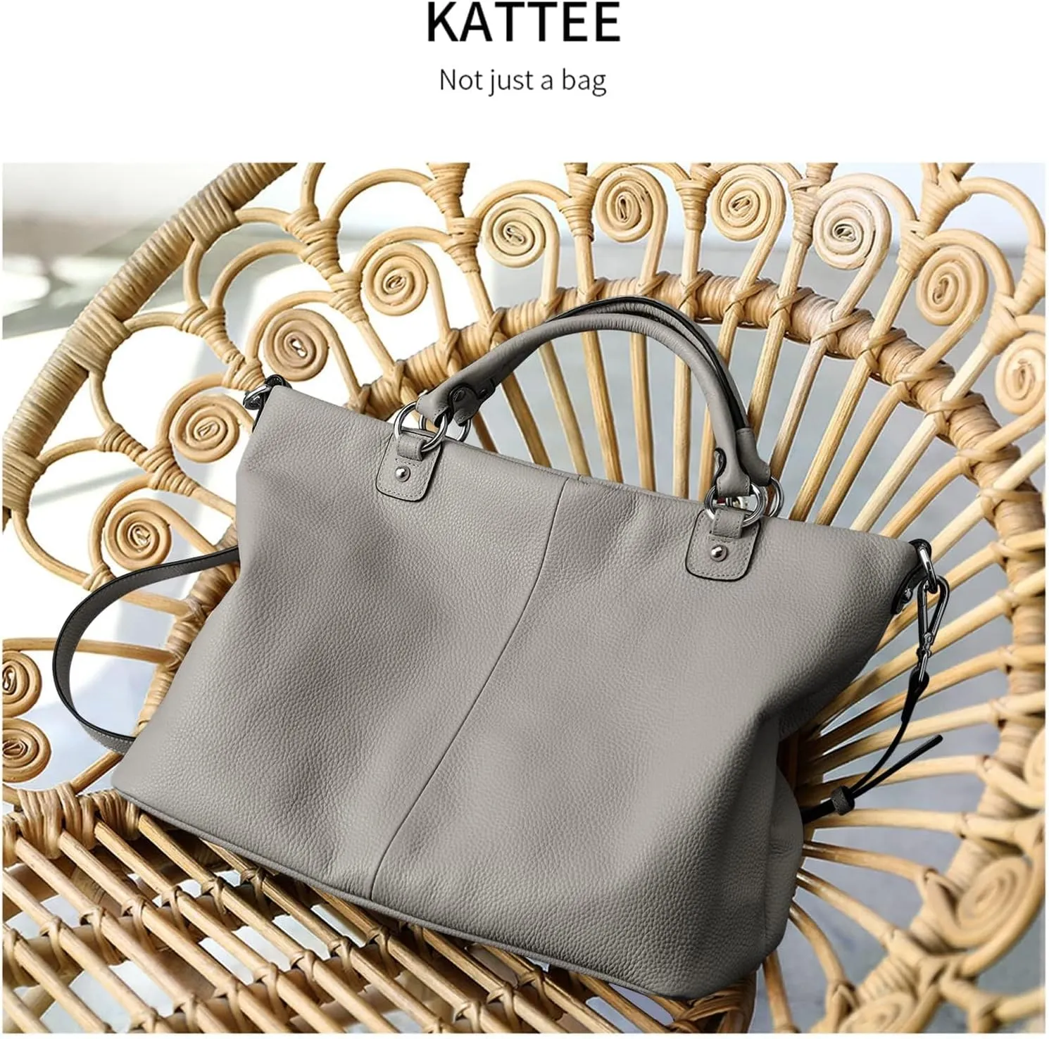 Kattee Women's Soft Leather Tote Bag, Top Satchel Purses and Handbags