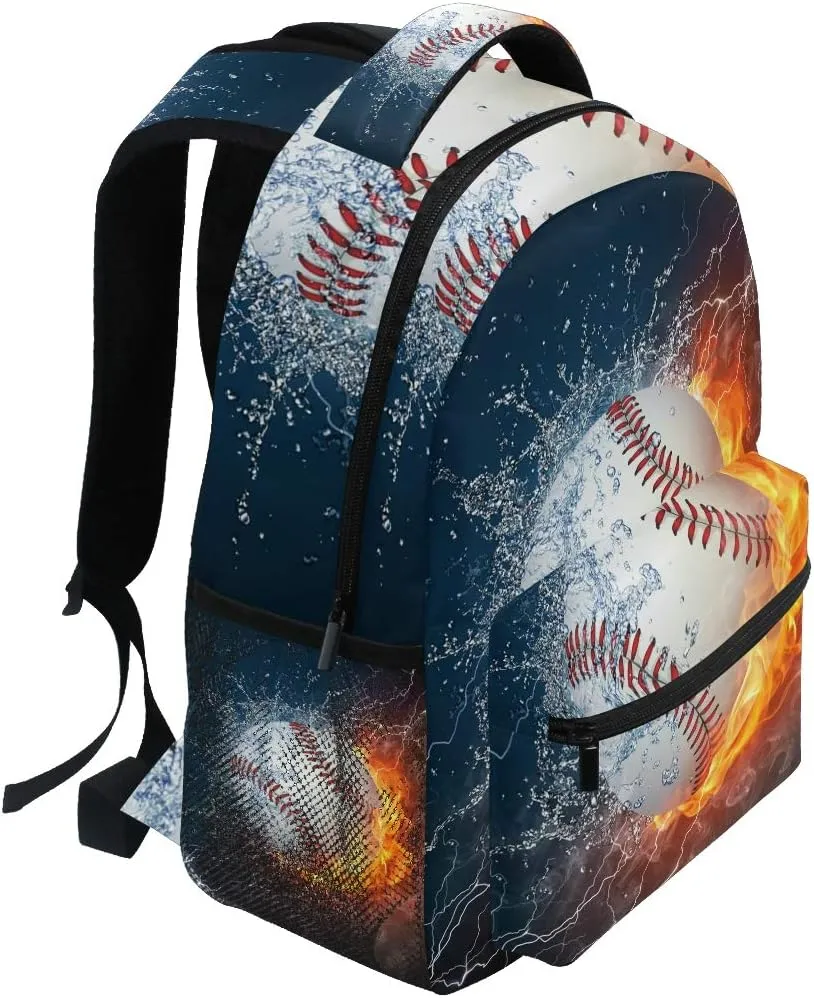 Kcldeci Baseball Kids Backpack for Boys Girls, Baseball School Backpacks Bookbag Elementary School Bag Book Bag Daypack Travel Bag