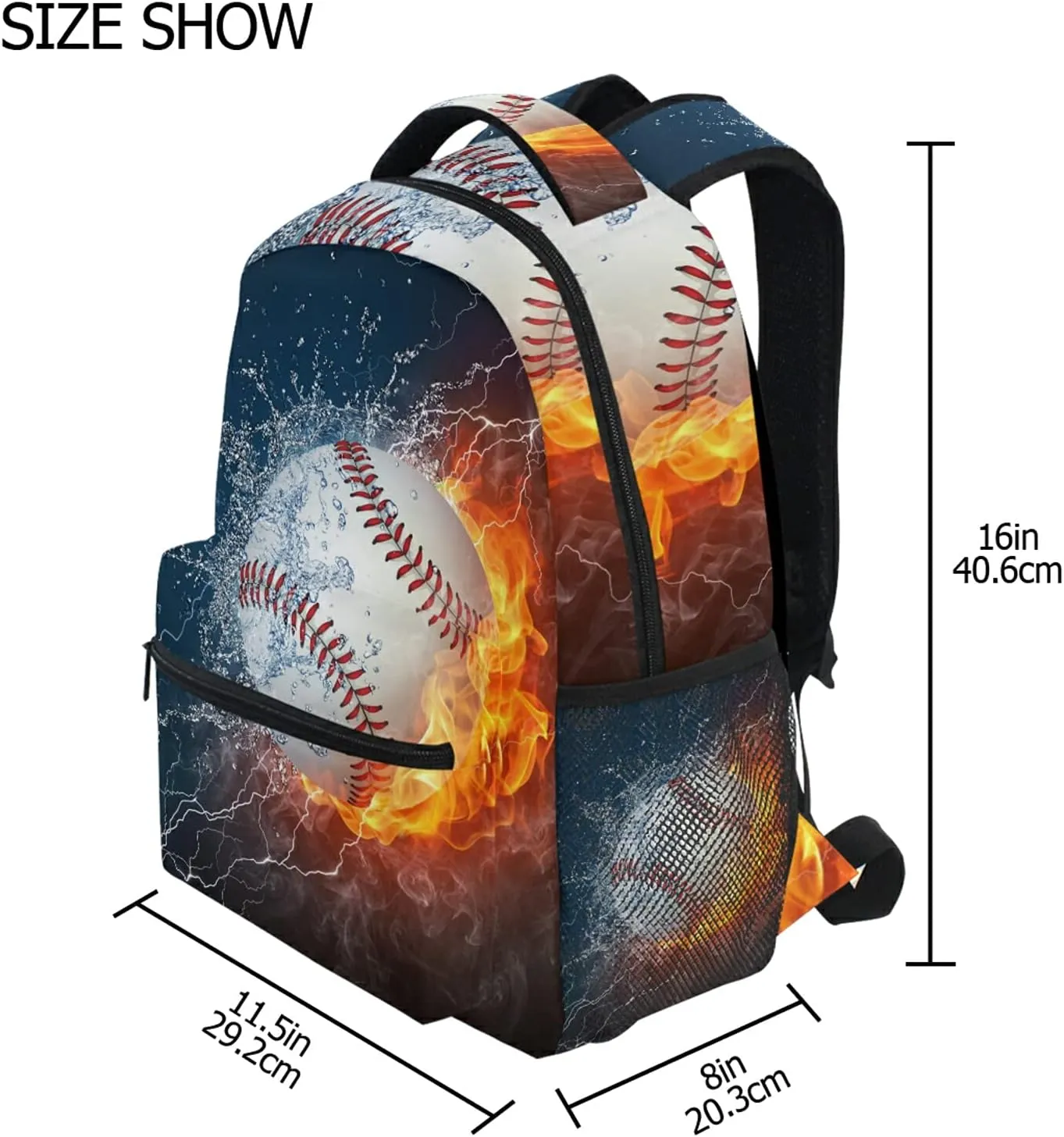 Kcldeci Baseball Kids Backpack for Boys Girls, Baseball School Backpacks Bookbag Elementary School Bag Book Bag Daypack Travel Bag