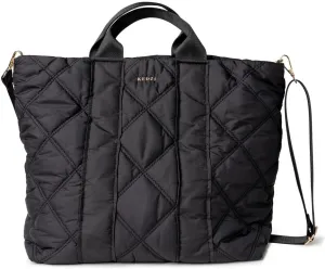 KEDZIE Cloud 9 Quilted Puffer Tote Bag Crossbody Purse for Women - Black