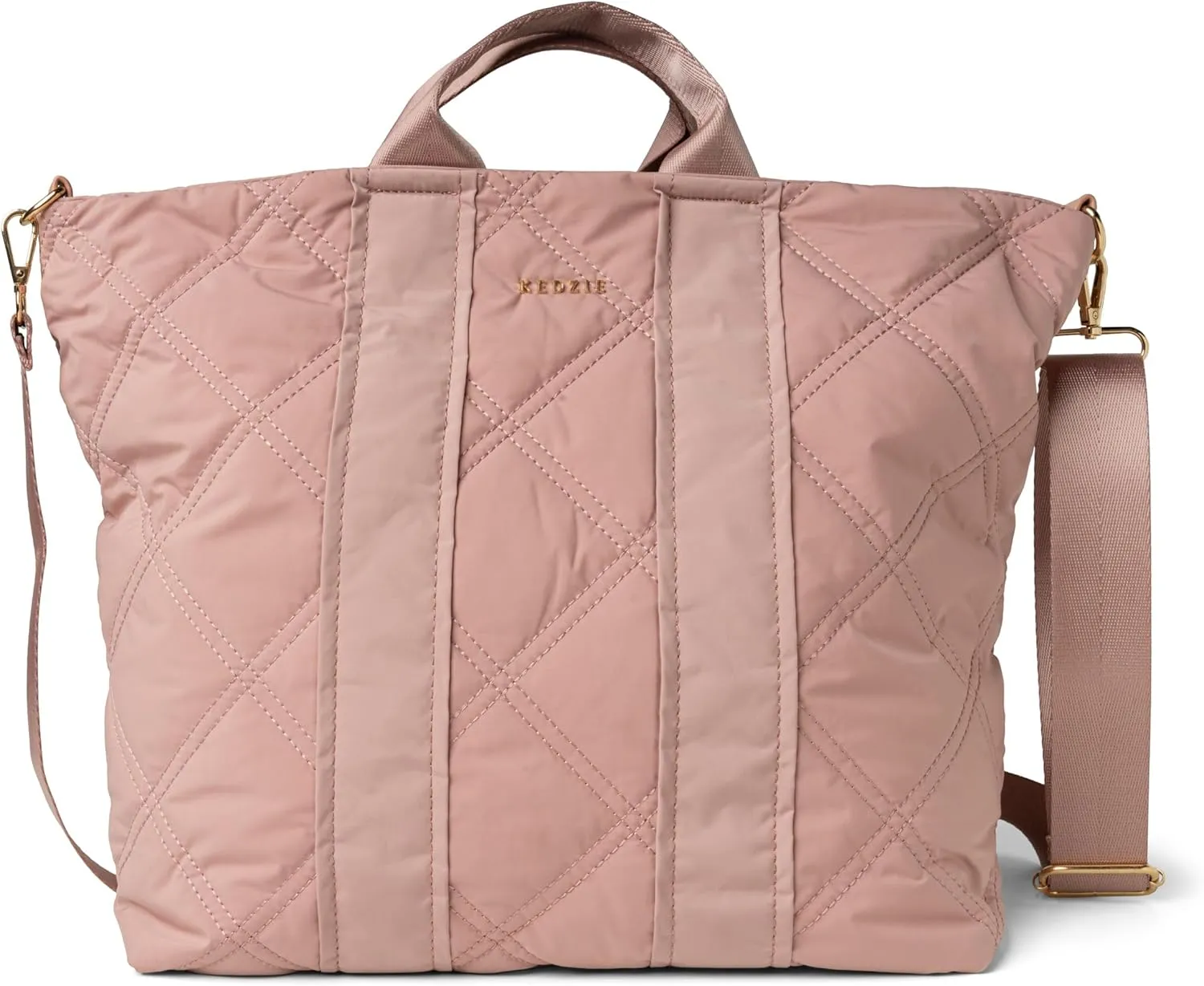 KEDZIE Cloud 9 Quilted Puffer Tote Bag Crossbody Purse for Women - Mauve