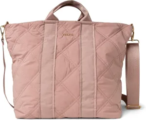 KEDZIE Cloud 9 Quilted Puffer Tote Bag Crossbody Purse for Women - Mauve