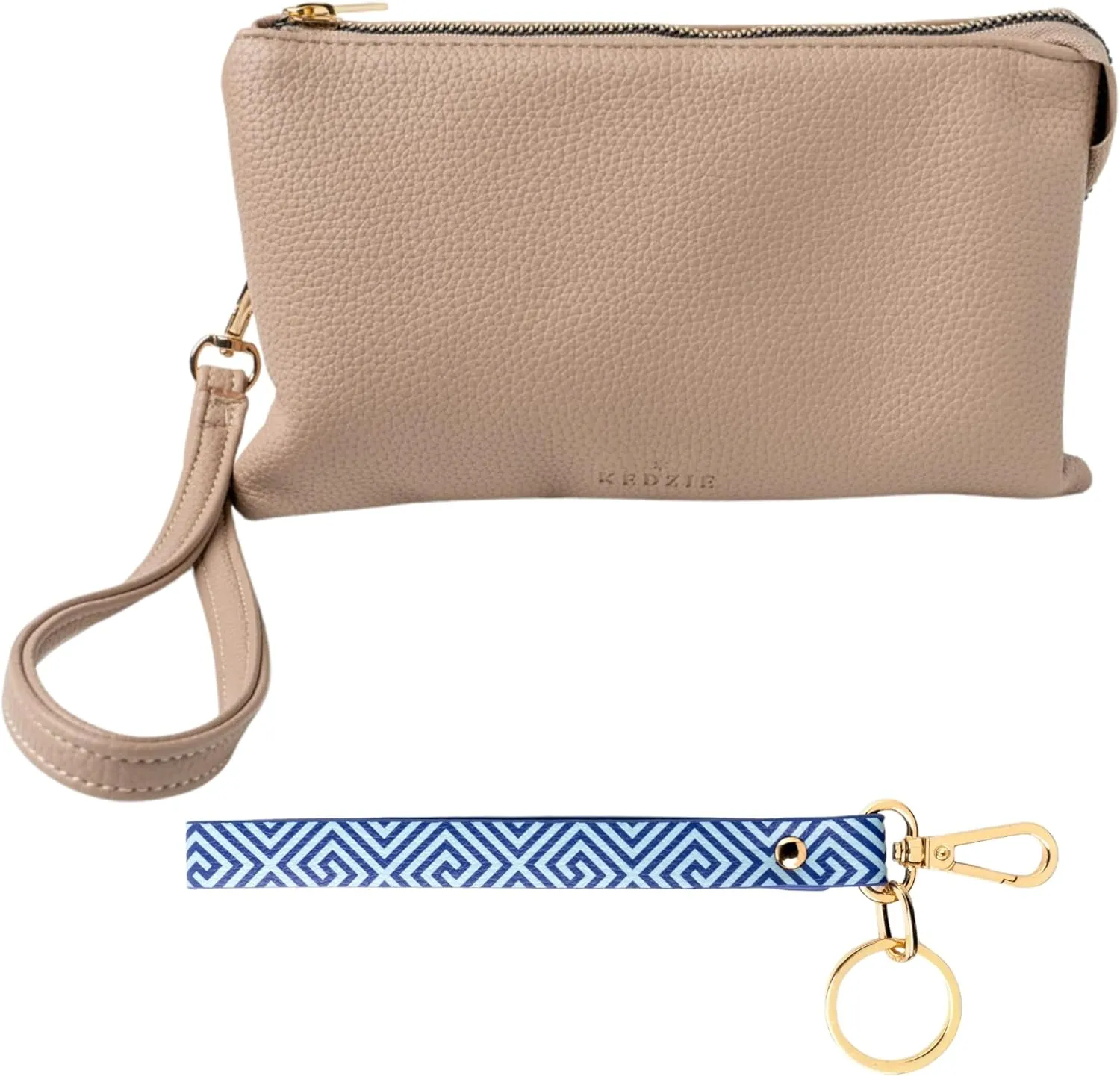 KEDZIE Eclipse Vegan Leather Convertible Purse Wallet Crossbody Bag (Cream) & Eclipse Vegan Leather Mix & Match Wristlet Strap (Greek to Me)