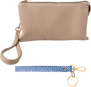 KEDZIE Eclipse Vegan Leather Convertible Purse Wallet Crossbody Bag (Cream) & Eclipse Vegan Leather Mix & Match Wristlet Strap (Greek to Me)