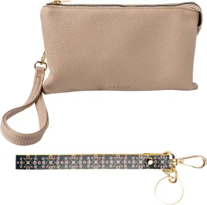 KEDZIE Eclipse Vegan Leather Convertible Purse Wallet Crossbody Bag (Cream) & Eclipse Vegan Leather Mix & Match Wristlet Strap (The Bohemian)