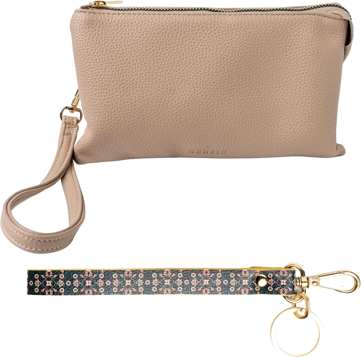 KEDZIE Eclipse Vegan Leather Convertible Purse Wallet Crossbody Bag (Cream) & Eclipse Vegan Leather Mix & Match Wristlet Strap (The Bohemian)