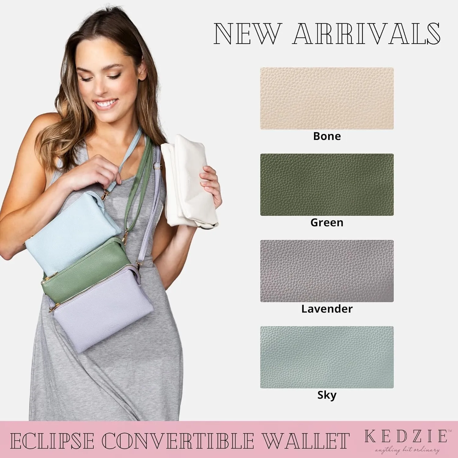 KEDZIE Eclipse Vegan Leather Convertible Purse Wallet Crossbody Bag for Women