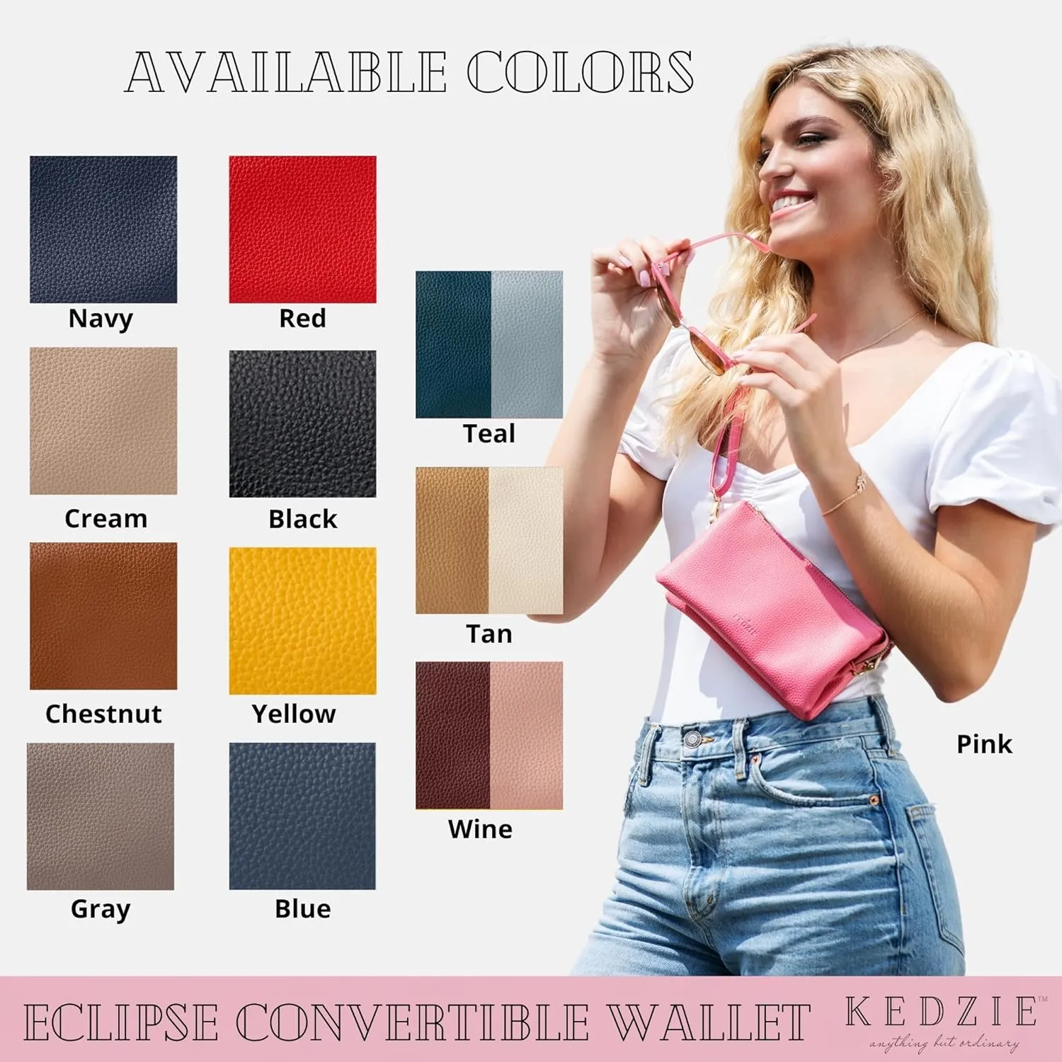 KEDZIE Eclipse Vegan Leather Convertible Purse Wallet Crossbody Bag for Women