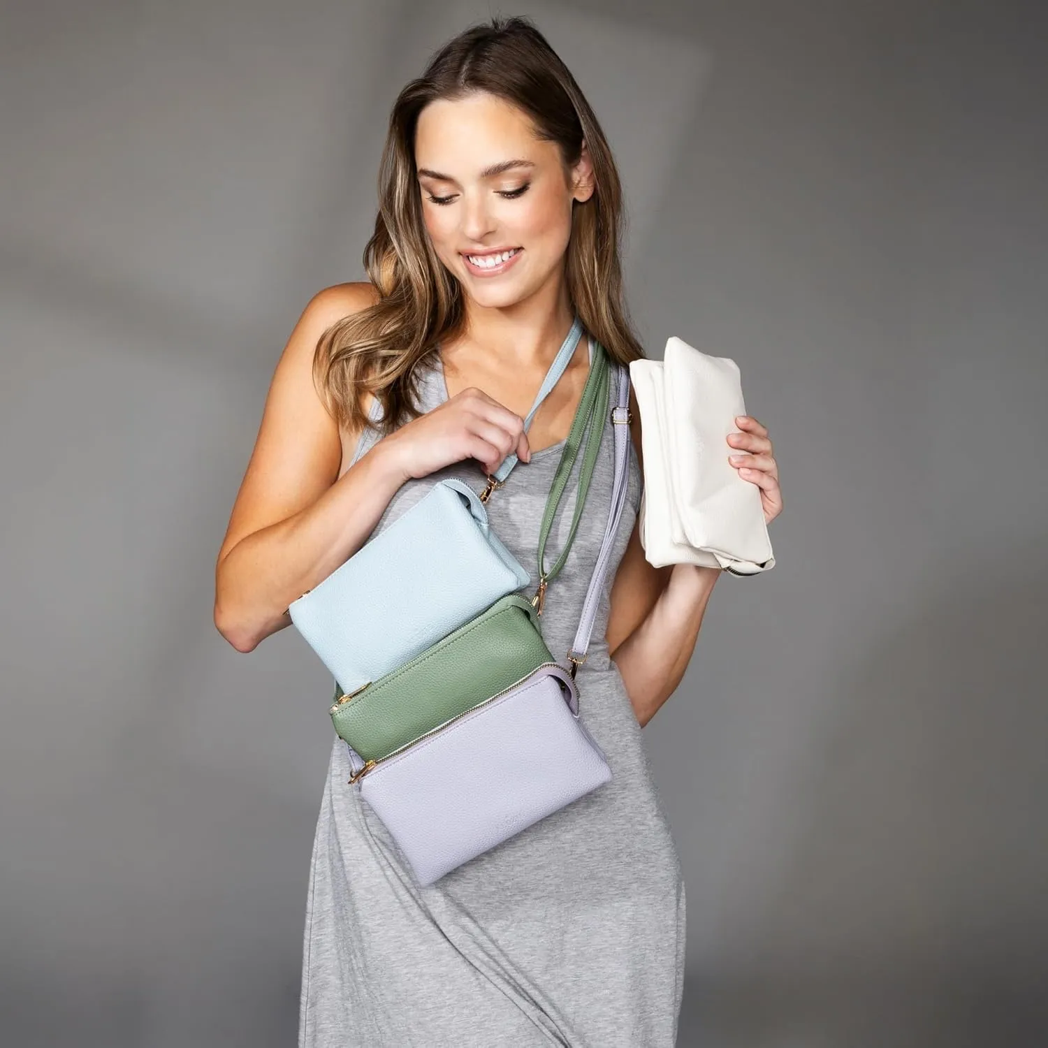 KEDZIE Eclipse Vegan Leather Convertible Purse Wallet Crossbody Bag for Women