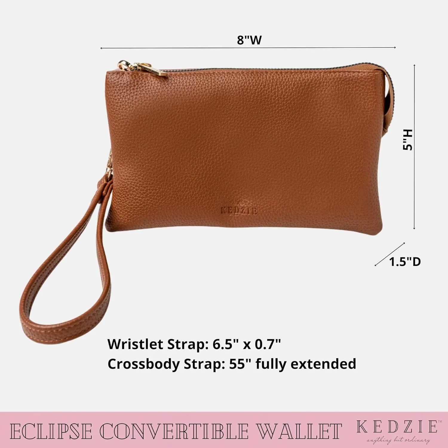 KEDZIE Eclipse Vegan Leather Convertible Purse Wallet Crossbody Bag for Women