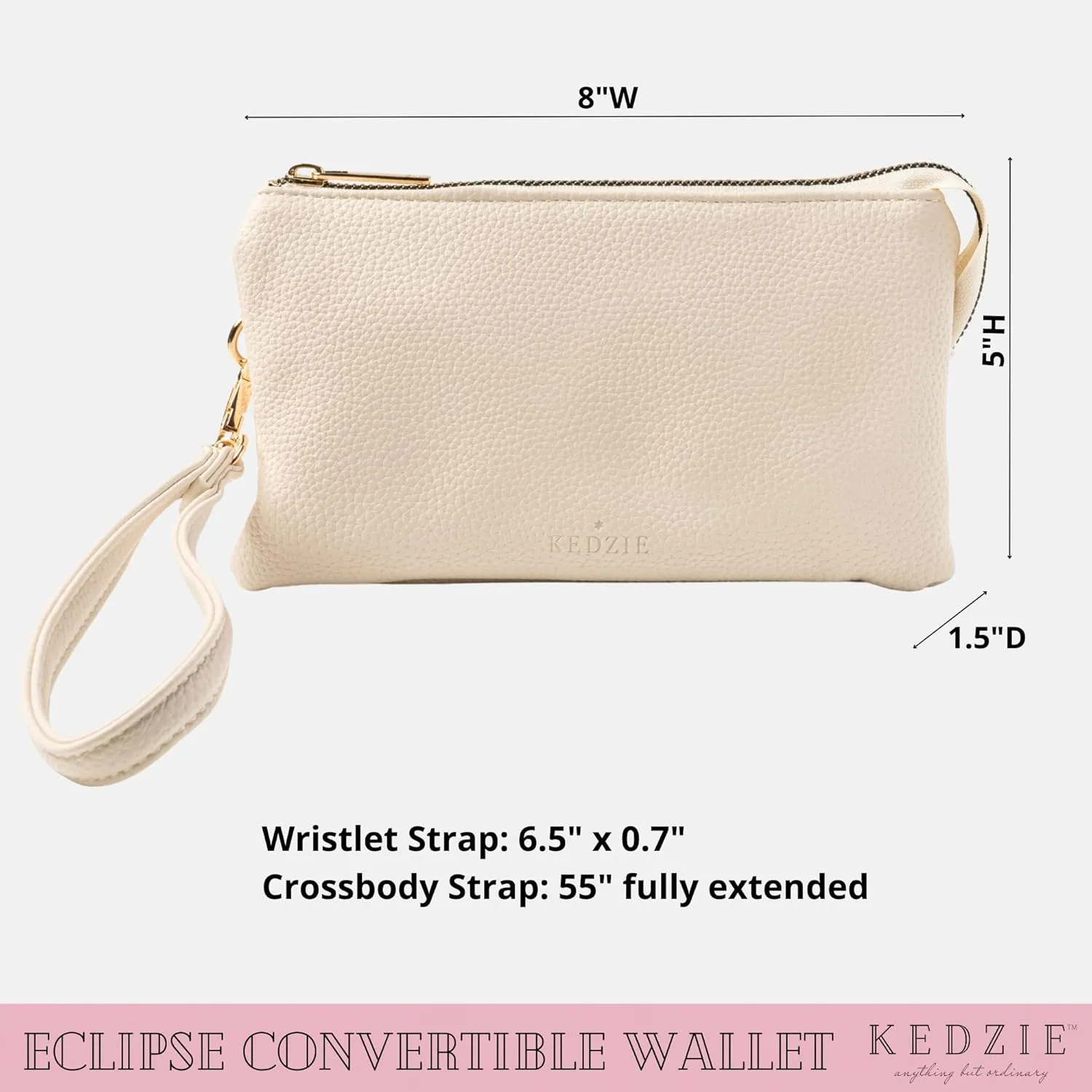KEDZIE Eclipse Vegan Leather Convertible Purse Wallet Crossbody Bag for Women