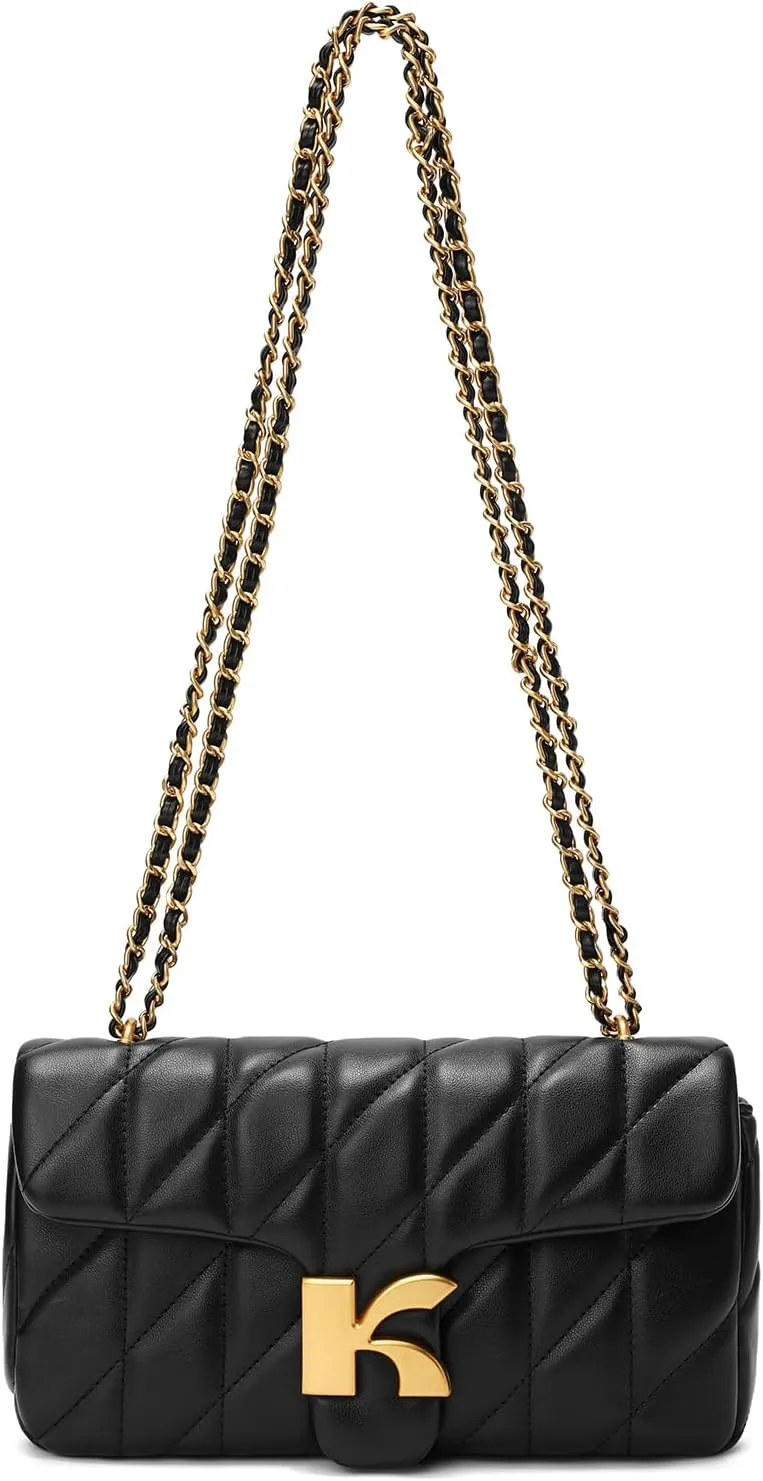 Keyli Crossbody Shoulder Bag and Satchel Purses for Women,Luxury Leather Quilted Clutch Evening Bag with Chain Strap