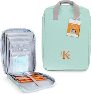 Kimberbell Tool Tote - Embroidery Bag for Quilting Supplies, Embroidery Organizer for Clear Blue Tiles, Orange Pop Rulers, and Sewing Supplies, Chic Craft Travel Bag, Craft Bag for Embroidery