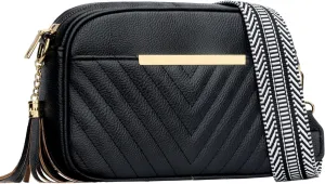 KKXIU Quilted Small Crossbody Bag for Women and Teen Girls Stylish Shoulder Purse with Wide Strap