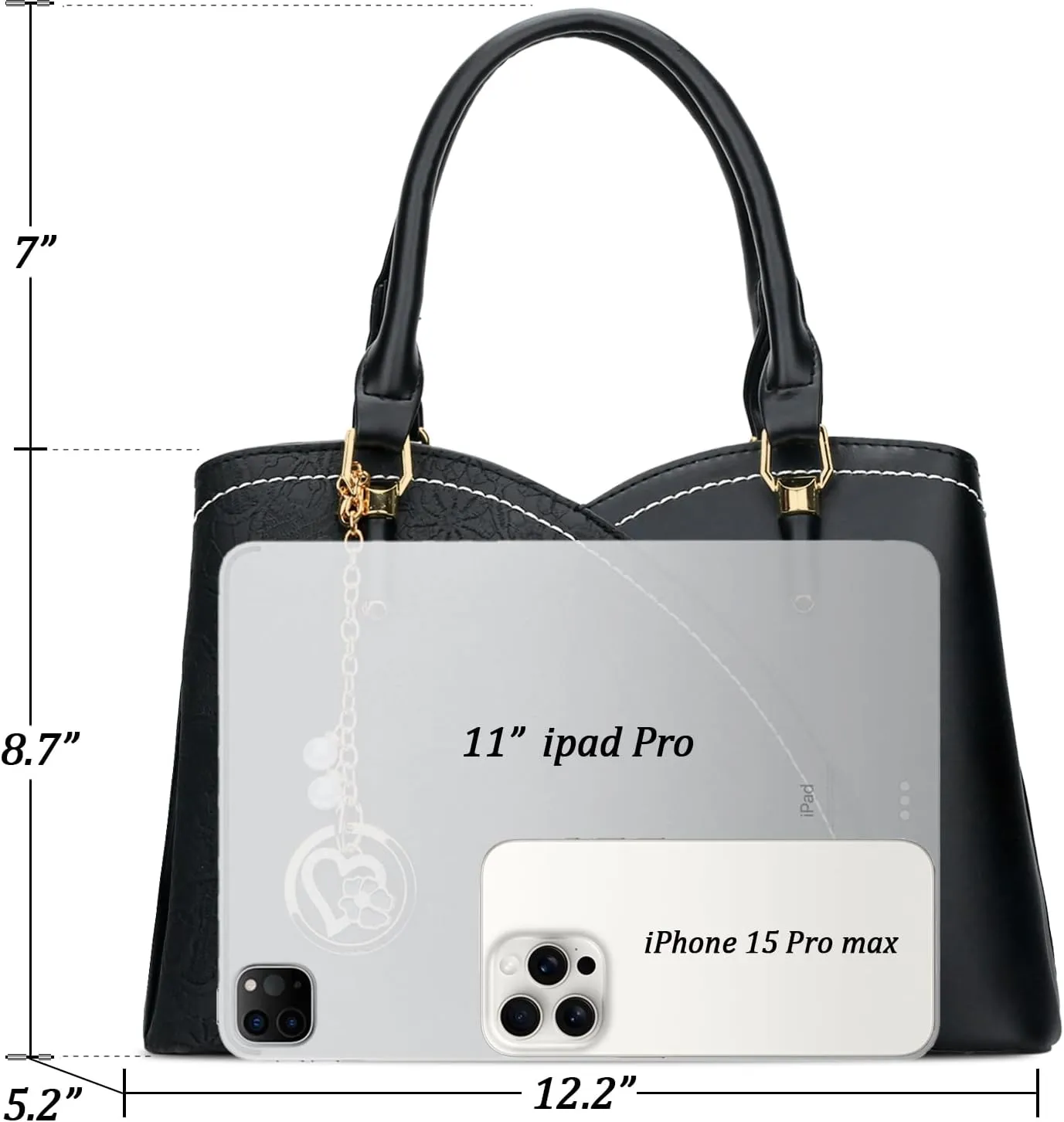 KKXIU Triple Compartments Purses and Handbags for Women Fashion Ladies Satchel Shoulder Top Handle Bag