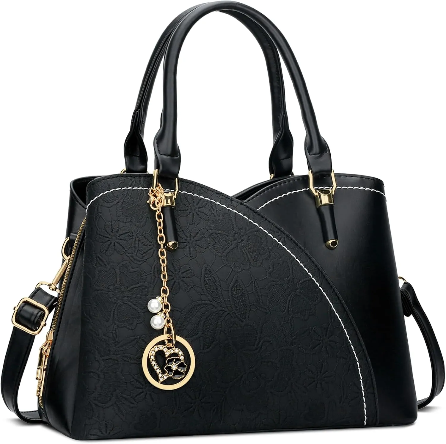 KKXIU Triple Compartments Purses and Handbags for Women Fashion Ladies Satchel Shoulder Top Handle Bag